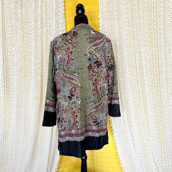 Anii by Natural Floral Tapestry Whimsigoth Open Front Long Cardigan Size S - Picture 7 of 16
